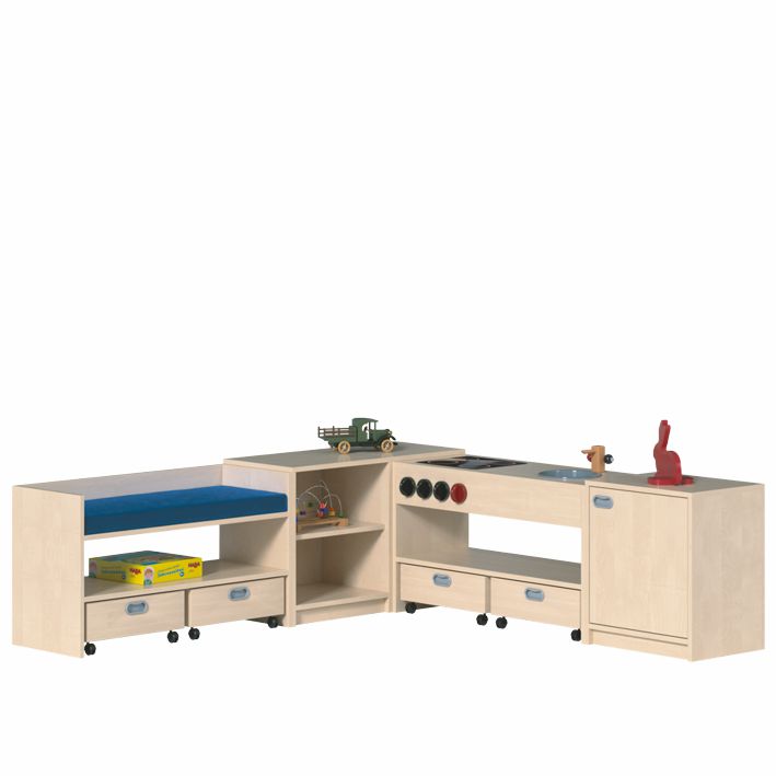 K Regalsystem Luna mit Spielmöbeln, Höhe 60, 4 Dekore/5 Farben